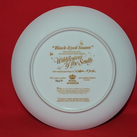 VTG Decorative Plate Royal Windsor Black Eyed Susan Wildflowers of the South Gol - Picture 3 of 12